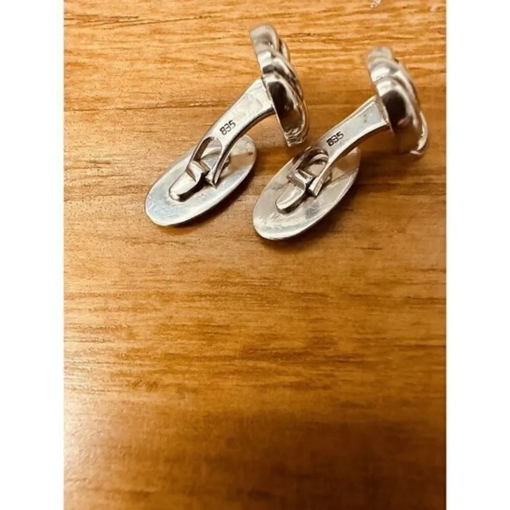 Love Knot Infinity European Cufflinks Hallmarked 835 Silver Figure 8‎ Vintage